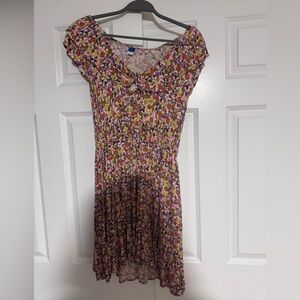 Old Navy Floral Midi Dress in Pink, Yellow, and Burgundy